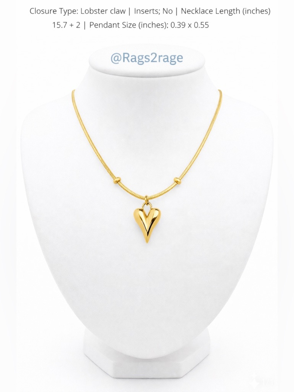 18K Gold Plated Heart Pendant Necklace – Bold Gold Statement
